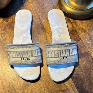 Dior Gray Slide Sandals
